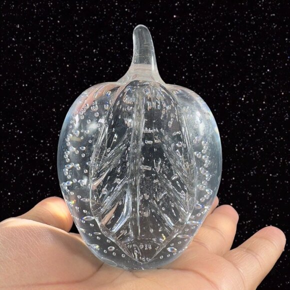Vintage Gibson Clear Heavy Apple Fruit Figurine With Bullicante Small Bubbles - Picture 6 of 12